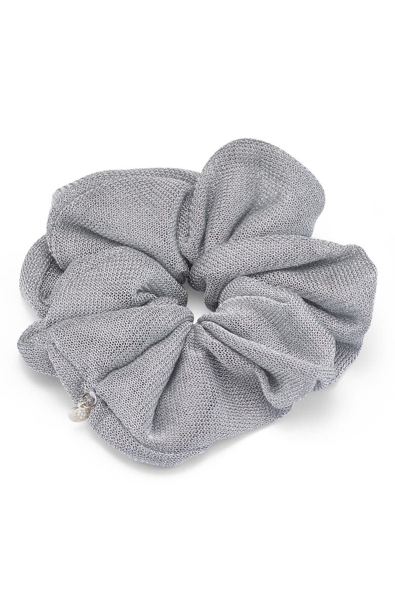 LELET NY Odessa Oversize Chainmail Scrunchie, Main, color, Silver
