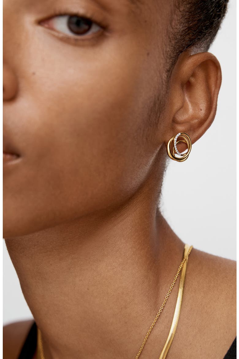 Nura Lab Grown Diamond Pavé Stud Earrings, Alternate, color, 18K GOLD VERMEIL / DIAMOND