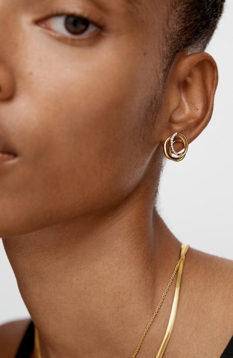 Monica Vinader Nura Lab-Created Diamond Pavé Stud Earrings, Alternate, color, 18K Gold Vermeil / Diamond