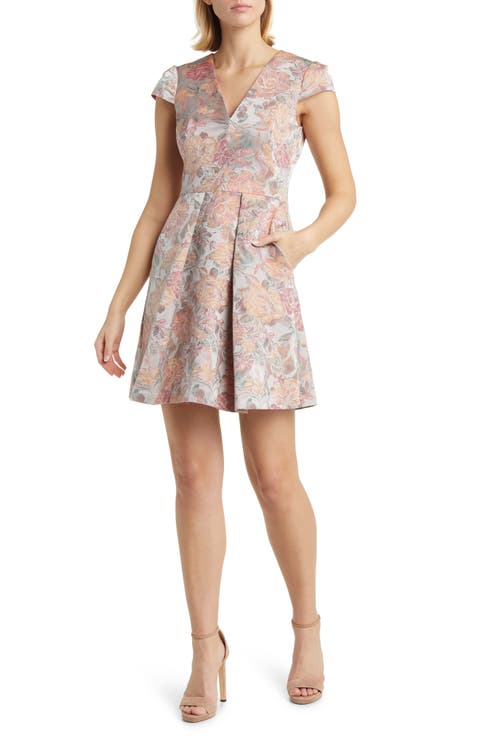Floral Jacquard Fit & Flare Dress