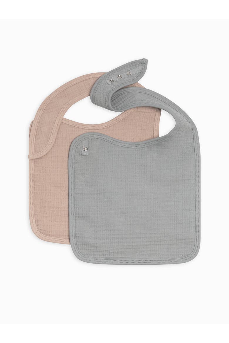 Organic Muslin 2-Pack Bibs, Alternate, color, Mist + Clay