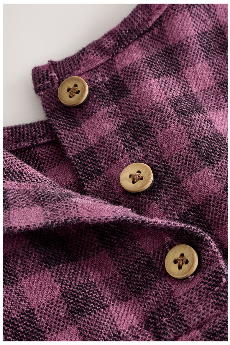 Kids' Check Long Sleeve Cotton Flannel Dress, Alternate, color, PURPLE
