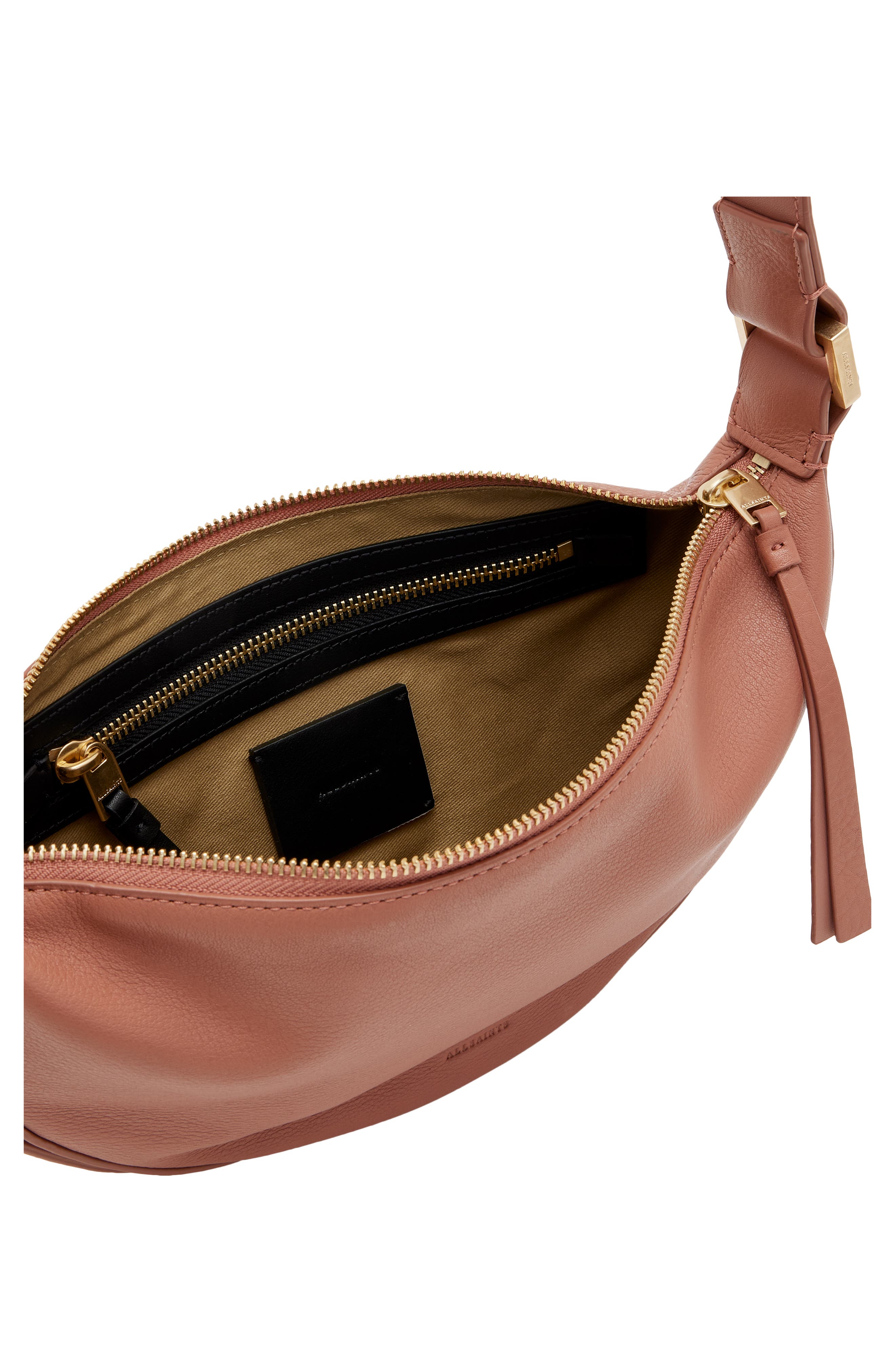 Half Moon Leather Crossbody Bag, Alternate, color, SEPIA