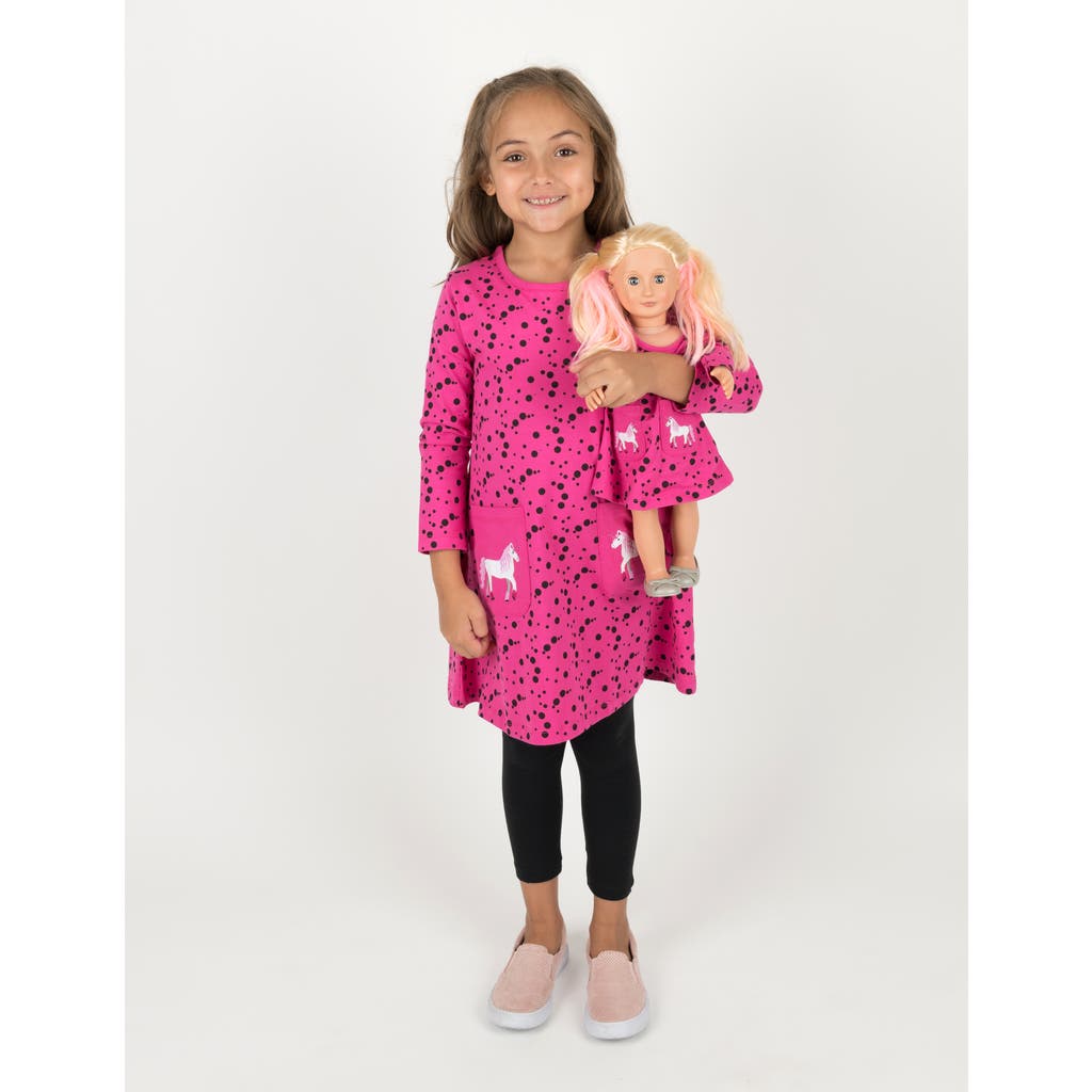 Leveret Girls Cotton Dress With Matching Doll Dress, Printed Design