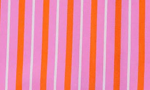 Snapper Rock Stripy Sunset Long Sleeve One-piece Rashguard Swimsuit In Pink