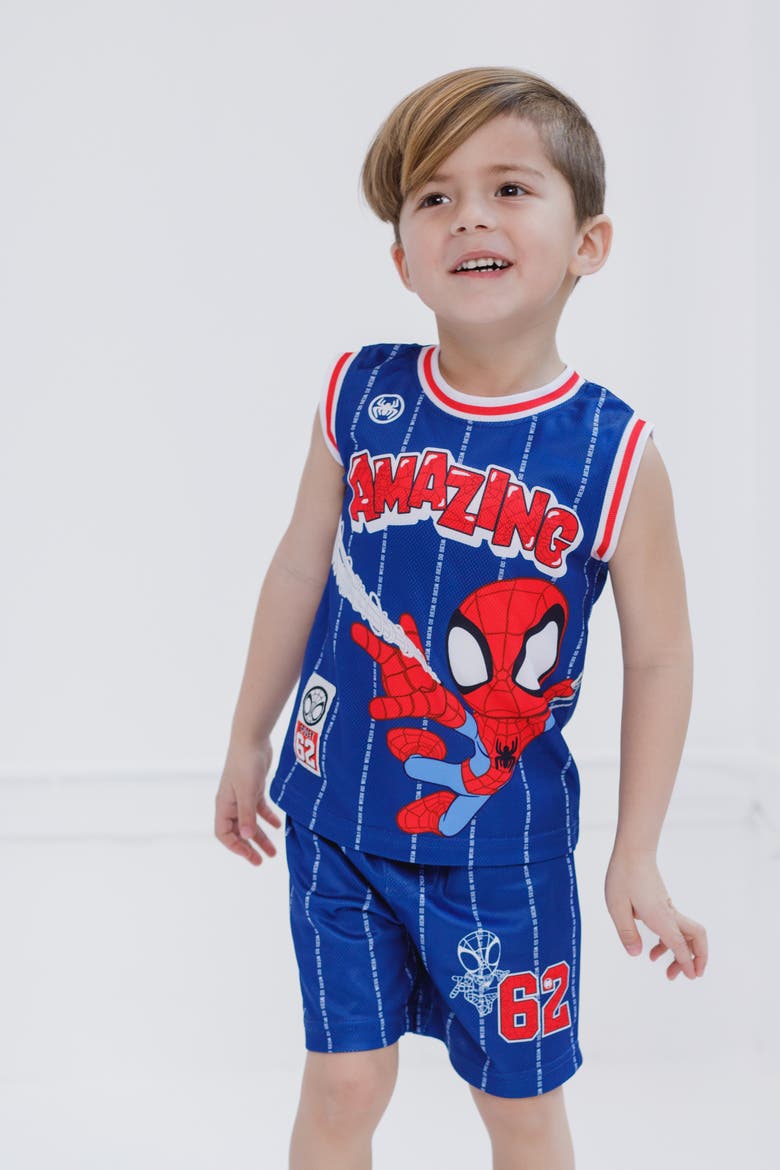 Spidey and His Amazing Friends Athletic Mesh Tank Top and Shorts Set, Alternate, color, Spider Man Navy