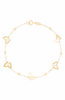 Frankie & Zoe 14K Yellow Gold Butterfly & Bead Station Chain Bracelet