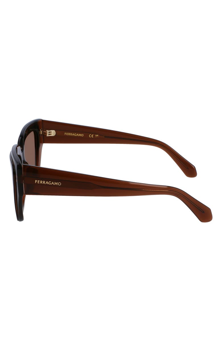 FERRAGAMO Classic Logo 55mm Square Sunglasses, Alternate, color, Trnsprnt Brown/Brn