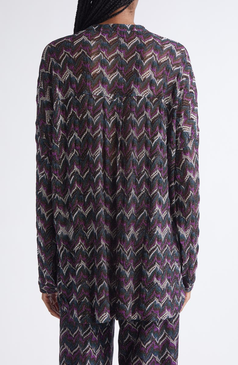 Missoni Chevron Stripe Metallic Knit Top, Alternate, color, Black And Violet