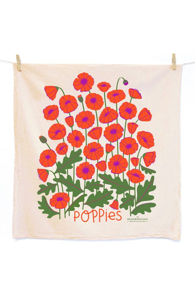 The Neighborgoods Poppy Dish Towel + Sponge Cloth Gift Set, Main, color, Red