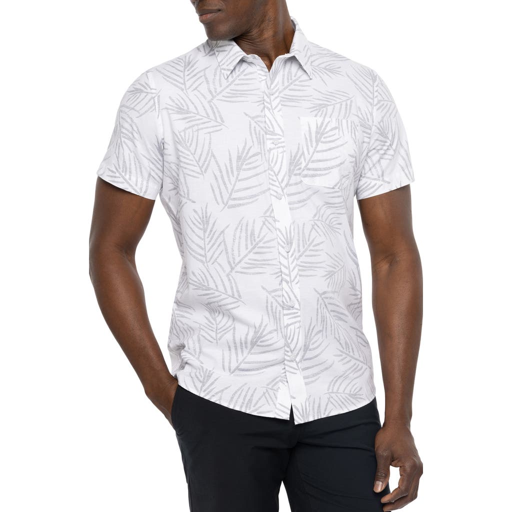 Travismathew Ketchum Leaf Print Stretch Short Sleeve Button-up Shirt