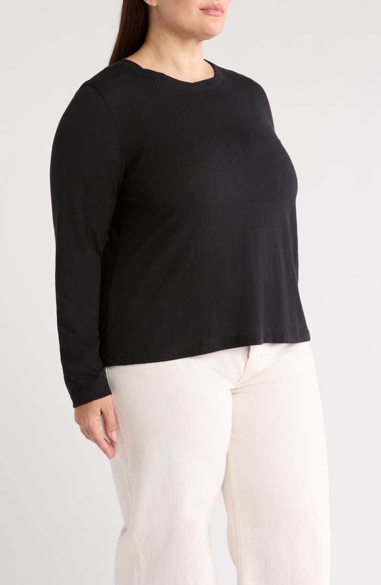 Caslon<sup>®</sup> Twist Crewneck Long Sleeve T-Shirt, Alternate, color, Black