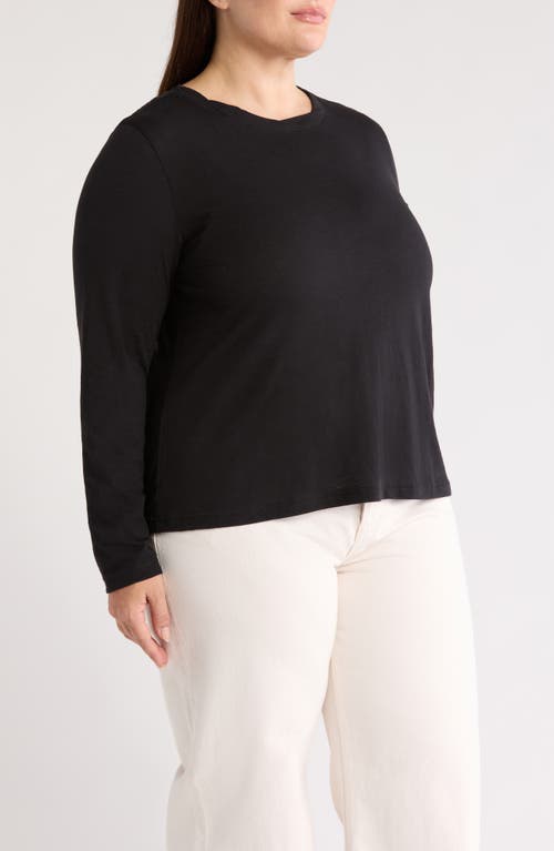 Caslonr Caslon(r) Twist Crewneck Long Sleeve T-shirt In Black