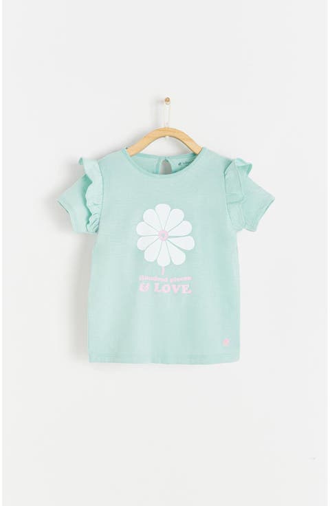 Malibu Print Ruffle Short Sleeve T-Shirt for Toddler