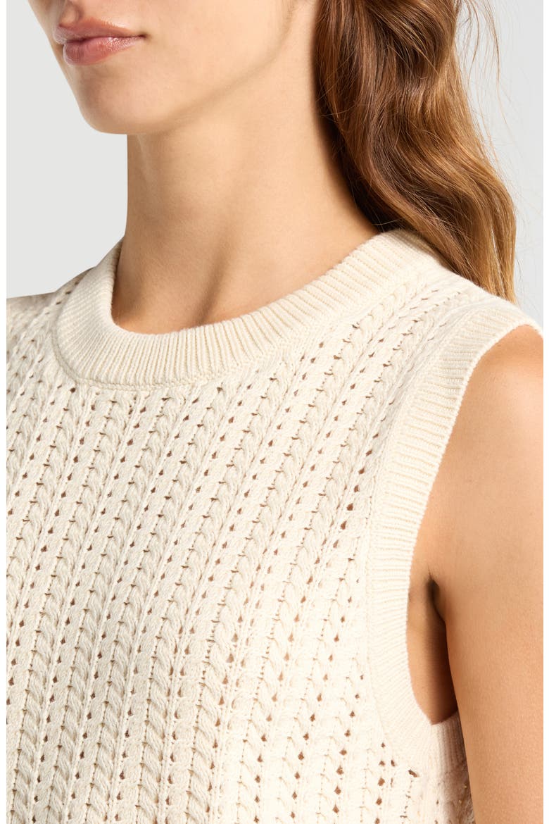 Mina Cotton Pointelle Sweater Tank, Alternate, color, CREAM