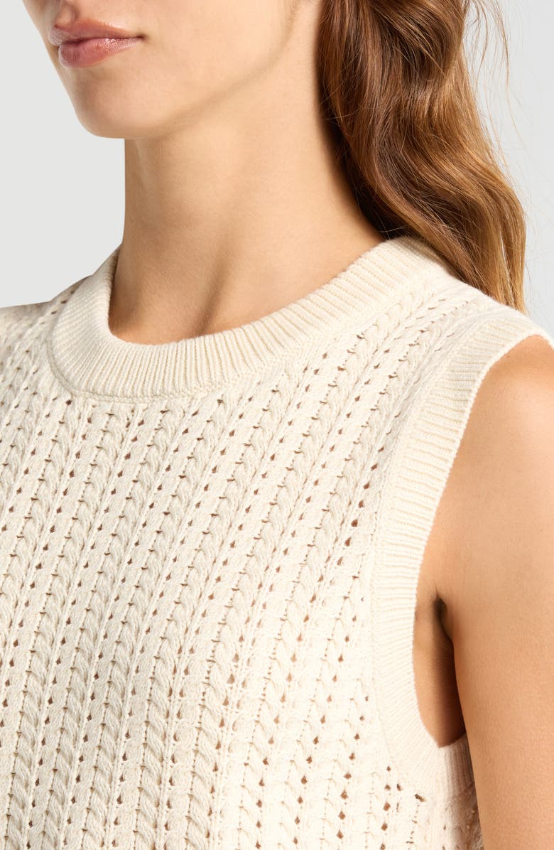 Marine Layer Mina Cotton Pointelle Sweater Tank, Alternate, color, Cream
