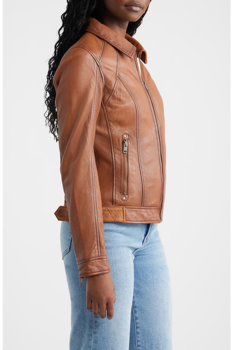 Sunny 2 Leather Jacket, Alternate, color, COGNAC