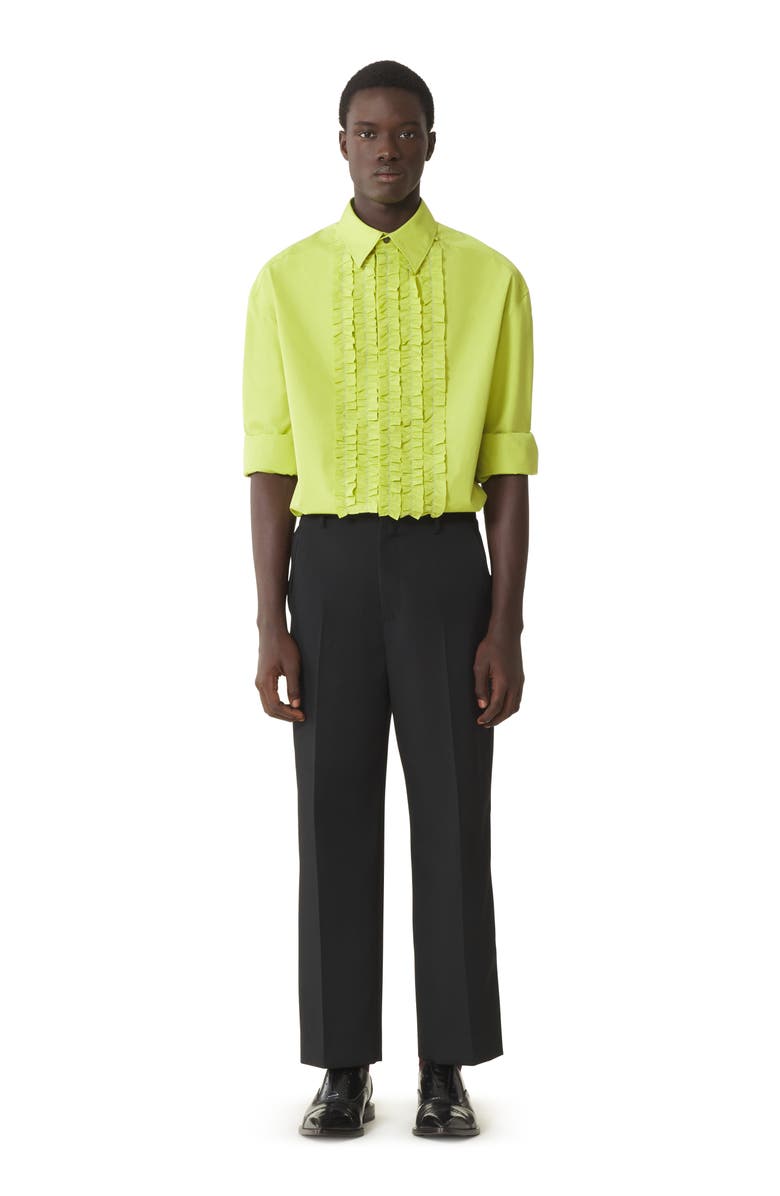 Lanvin Green Cotton Poplin Bib Front Shirt, Main, color, Absinth Green