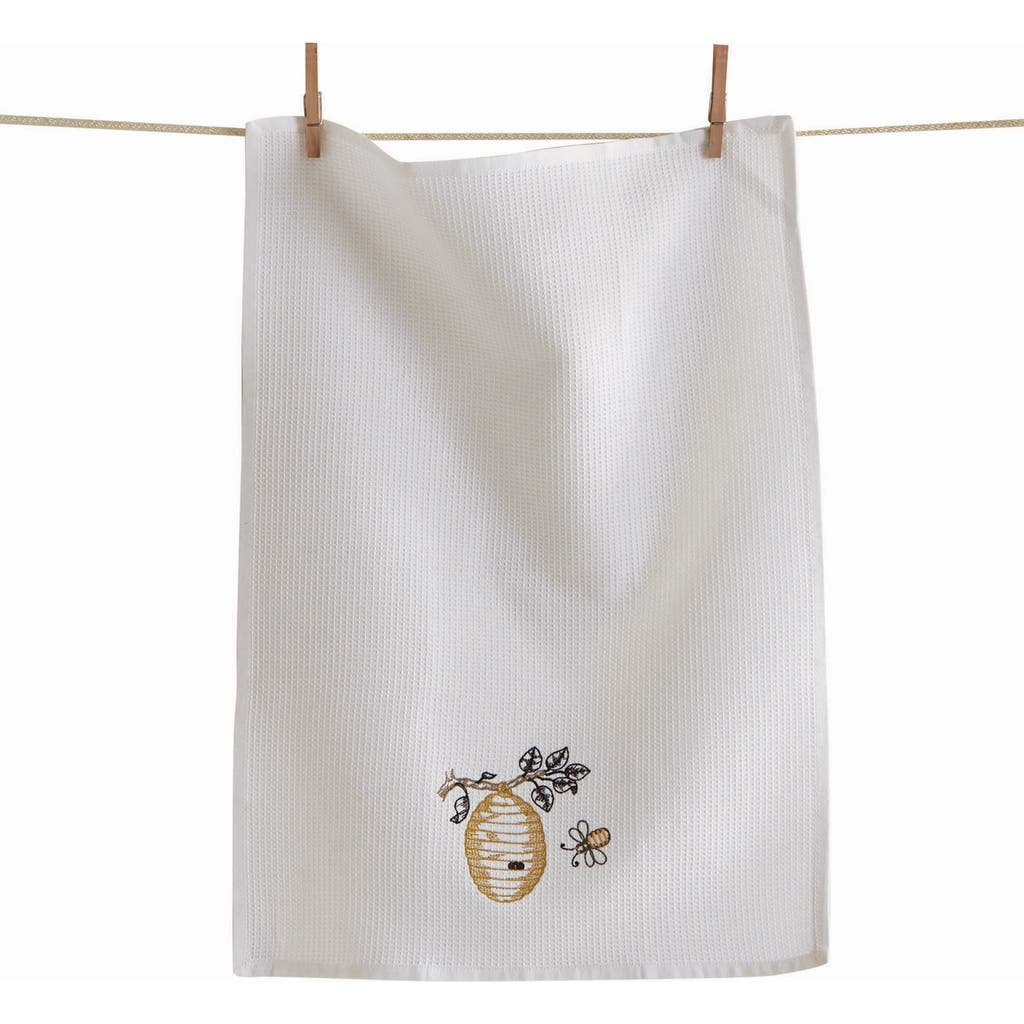 Tag Busy Bee Embroidered Waffle Weave Kitchen Towels White Multi In White