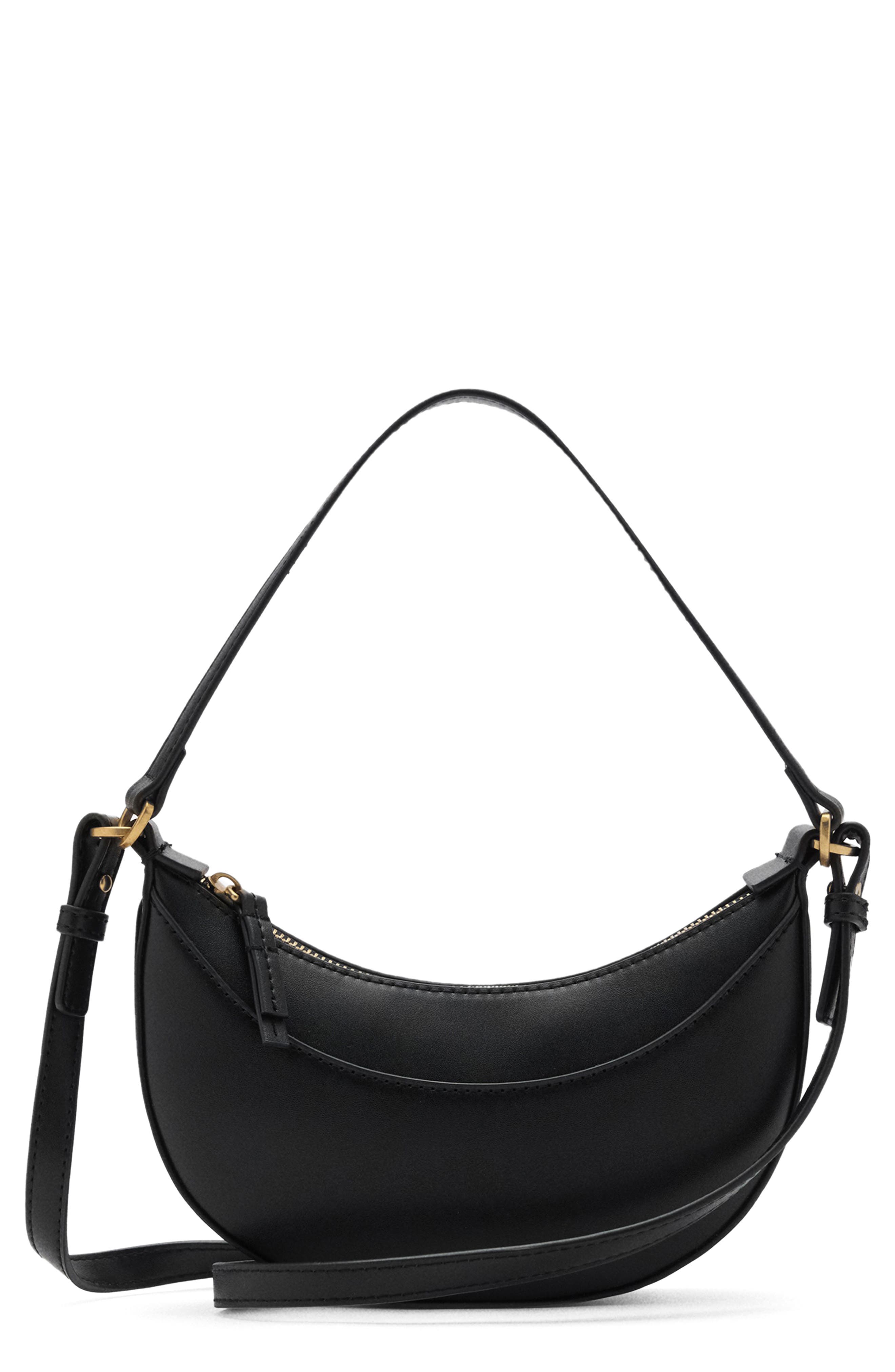MANGO Oval Faux Leather Shoulder Bag, Main, color, 