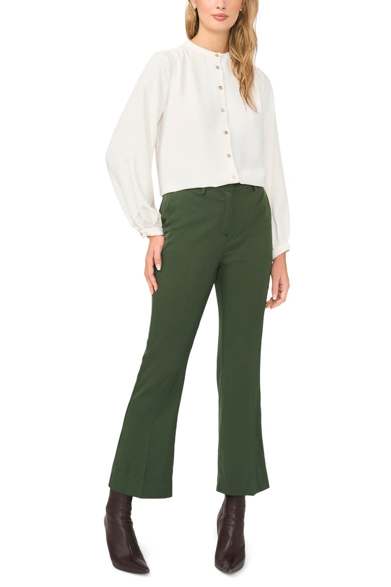 Shirred Mock Neck Button-Up Shirt, Alternate, color, NEW IVORY