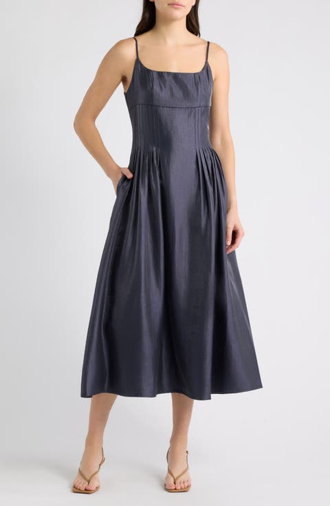 Kianna Pleat Midi Dress