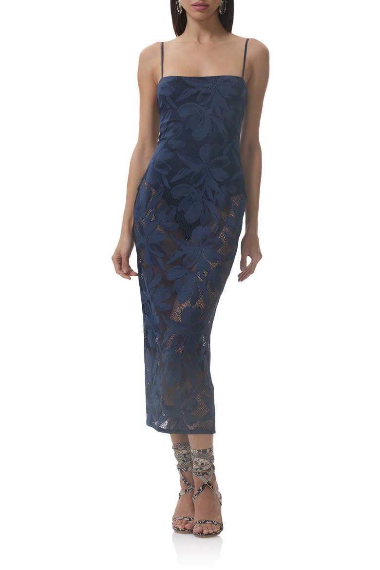 Marsaille Lace Midi Sundress, Main, color, BLACK IRIS