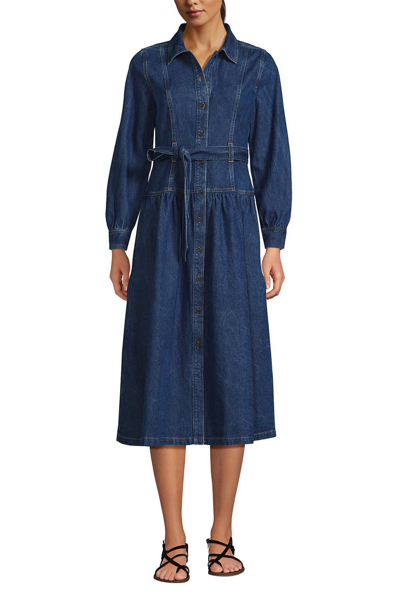 Soft Denim Midi Shirt Dress, Alternate, color, Indigo Tide Blue
