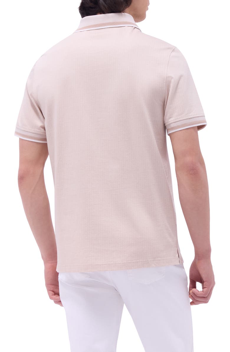Bugatchi Speckled Bird's Eye Cotton Polo, Alternate, color, Sand