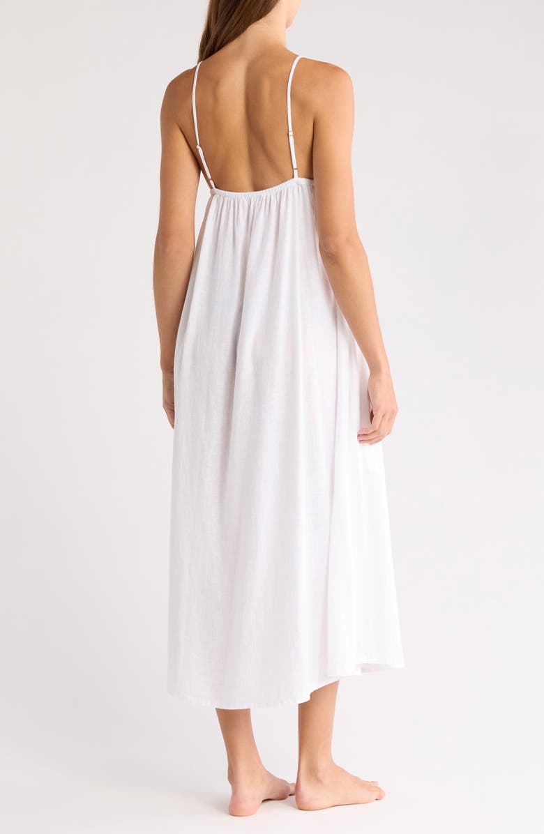 Nordstrom Vacation Linen Blend Nightgown, Alternate, color, White