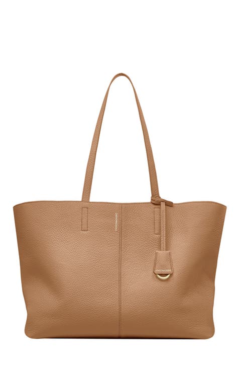 Large Leather Snap Soft Tote