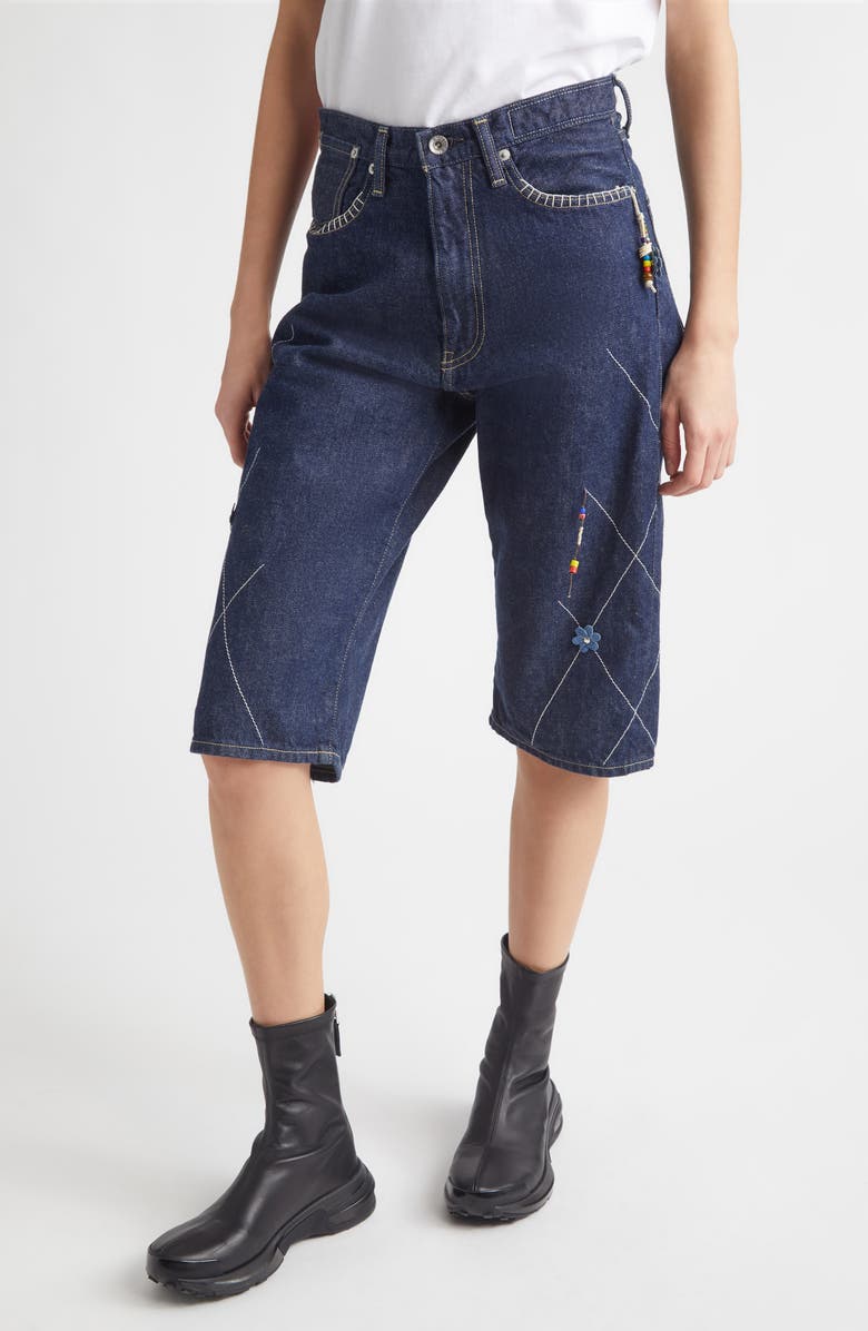 KURO Handscape Denim Bermuda Shorts, Main, color, Indigo