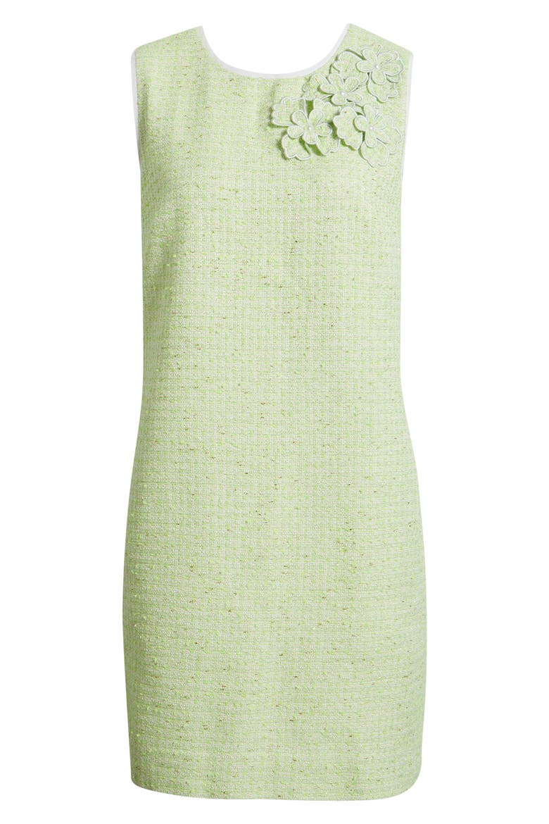 green boucle dress Green Textured Boucle Shift Dress