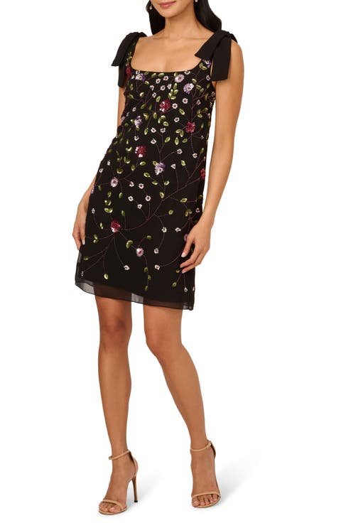 Beaded Sleeveless Shift Dress