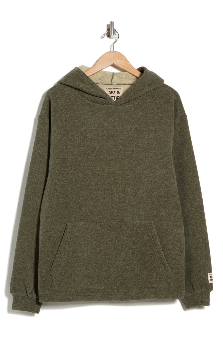 FLEECE FACTORY Baby Rib Knit Pullover Hoodie, Main, color, Olive Green