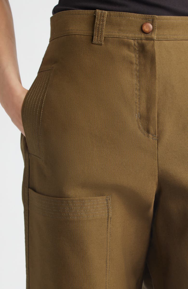 Max Mara Dorni Stretch Cotton Twill Utility Pants, Alternate, color, Khaki Green