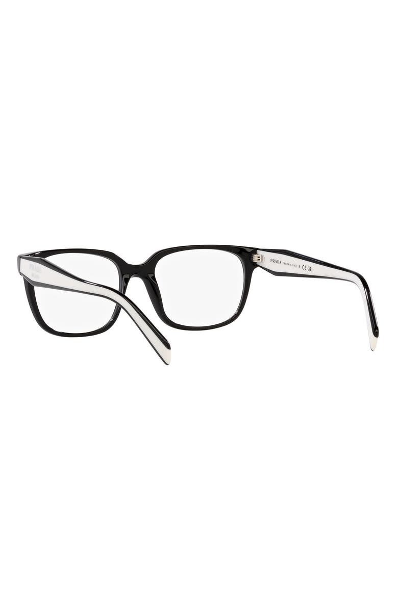 Prada 54mm Rectangular Optical Glasses, Alternate, color, Black
