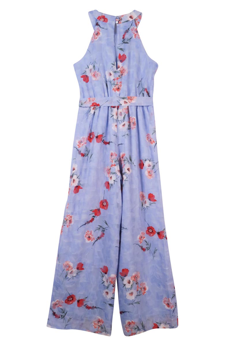 Zunie Floral Burnout Chiffon Jumpsuit, Alternate, color, Periwinkle