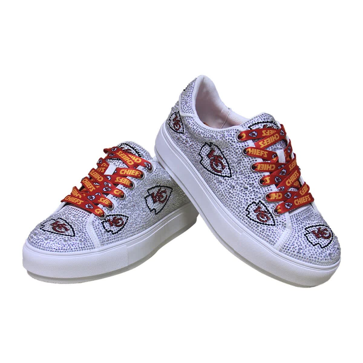 CUCE Women's Cuce White Kansas City Chiefs Crystal Team Logo Sneakers, Alternate, color, 