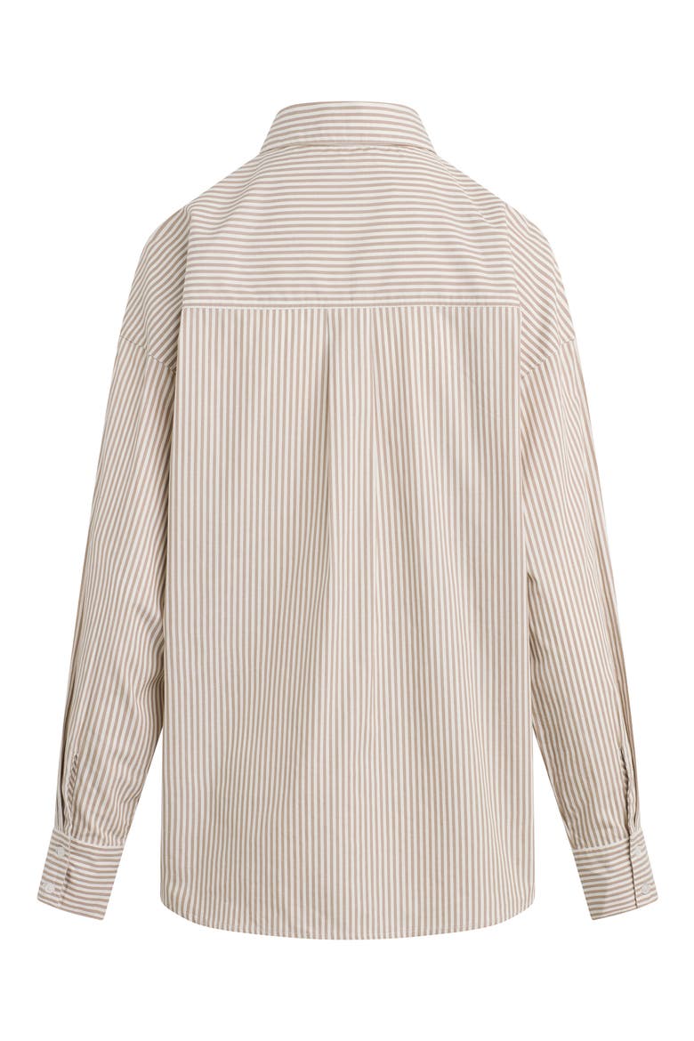 Ex Boyfriend Oversize Button-Up Shirt, Alternate, color, SOFT TAUPE STRIPE