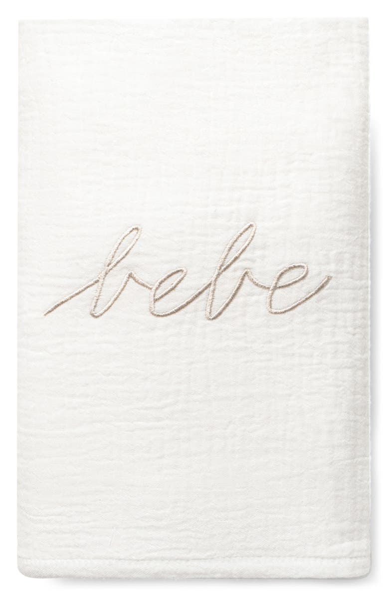 Domani Home Bebe Cotton Muslin Waffle Swaddle, Main, color, White