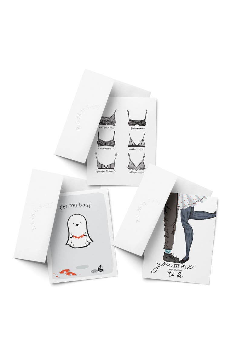 Love/Friendship Greeting Card Pack (3ct) "Heart, Bralettes, You and Me", Main, color, Multi-Pack