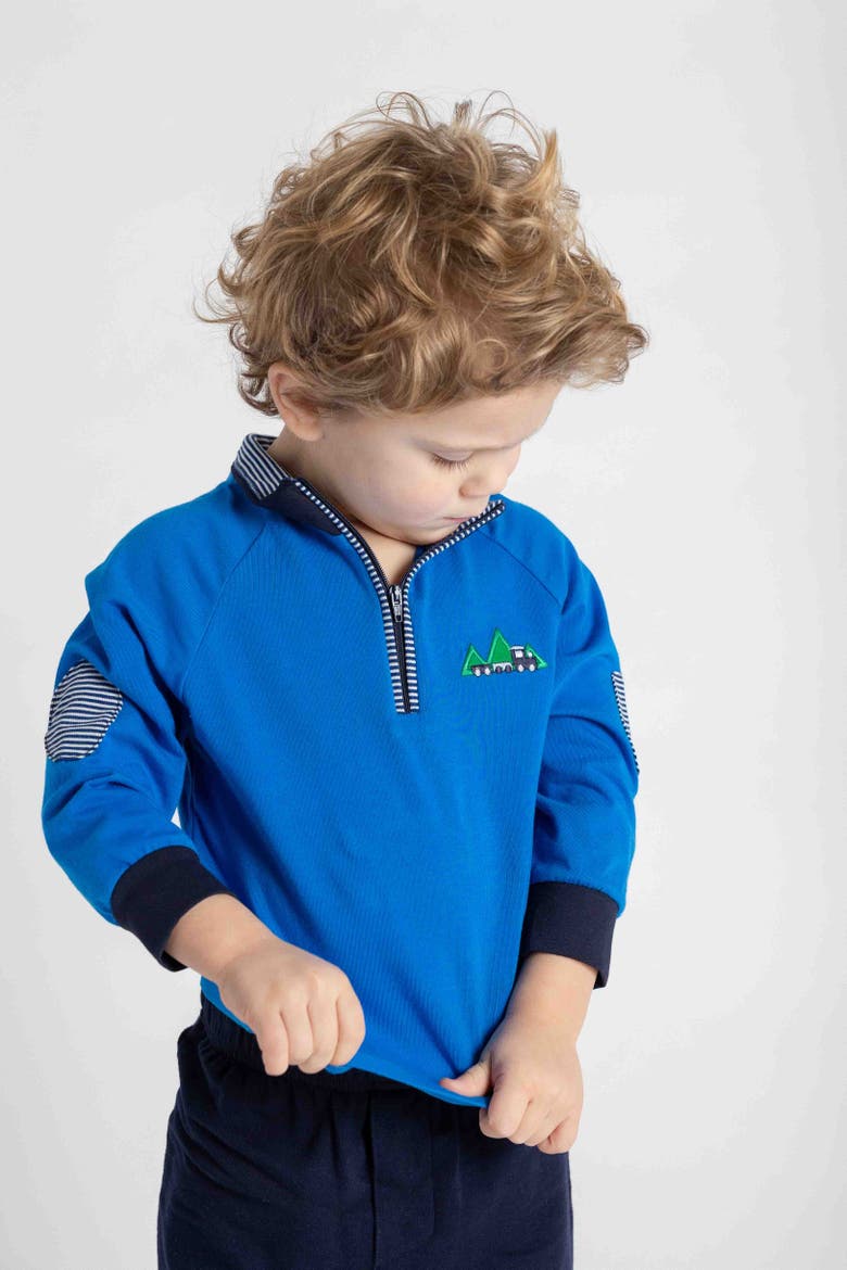 Knit Raglan 1/2 Zip Shirt With Train, Alternate, color, Blue