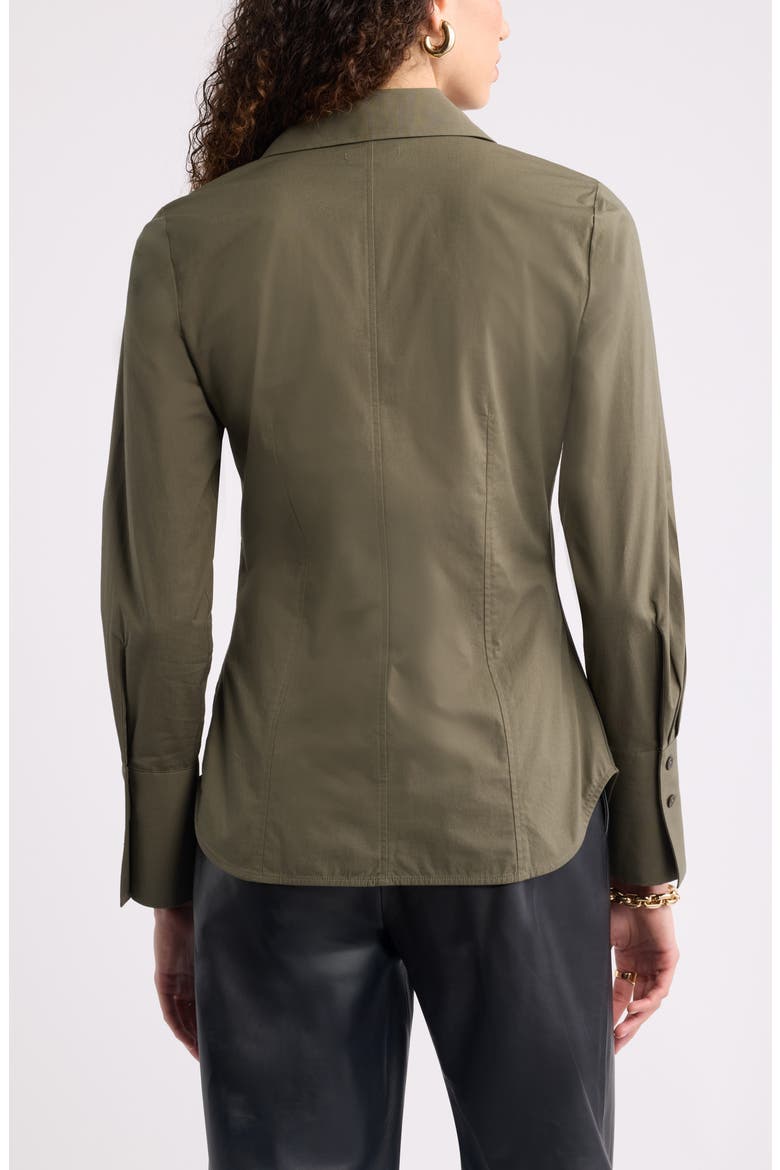 Poplin Waisted Button Down Shirt, Alternate, color, OLIVE SARMA