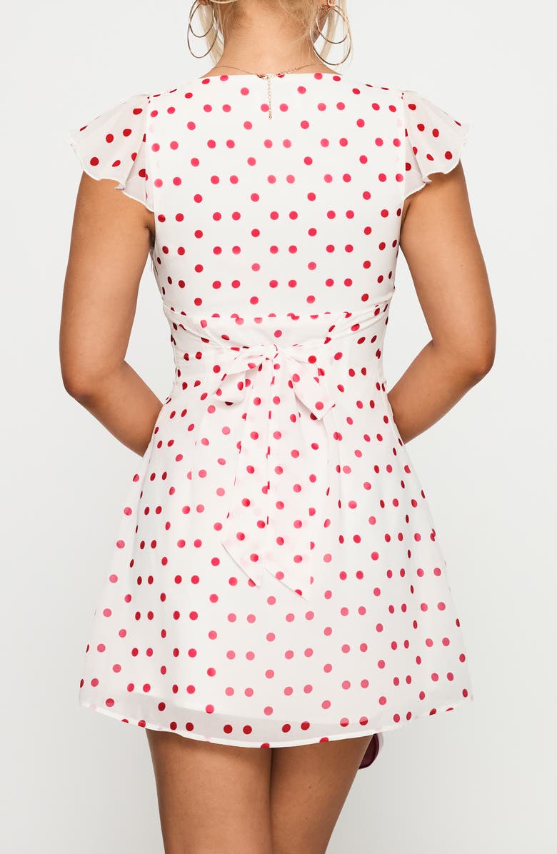 Princess Polly I Guess So Polka Dot Minidress, Alternate, color, White / Burgundy