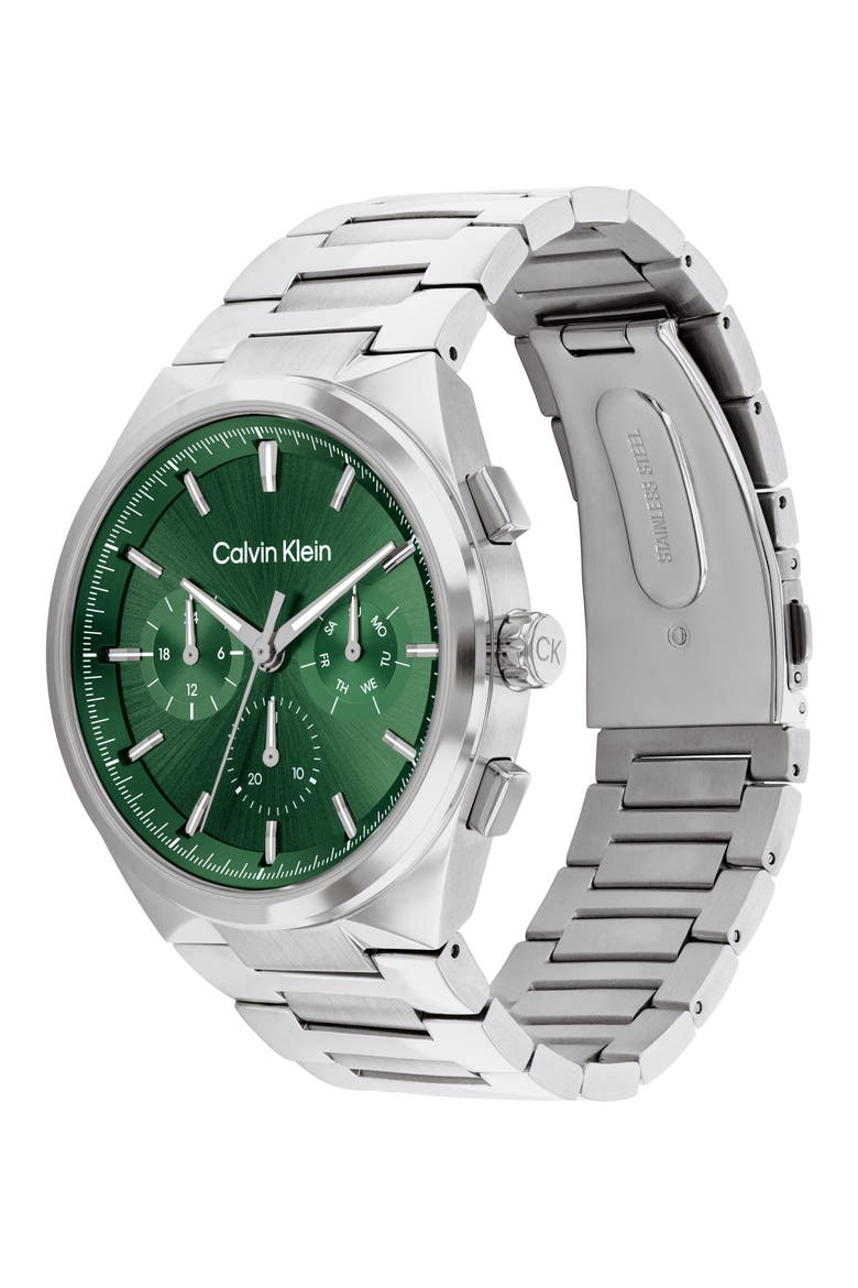 Distinguish Chronograph Bracelet Watch, 44mm, Alternate, color, GREEN