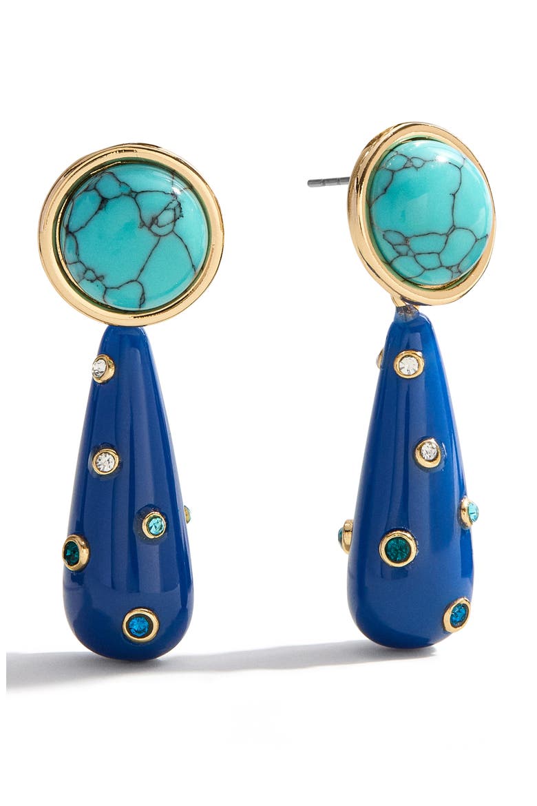 Mia Cubic Zirconia Turquoise Drop Earrings, Main, color, BLUE