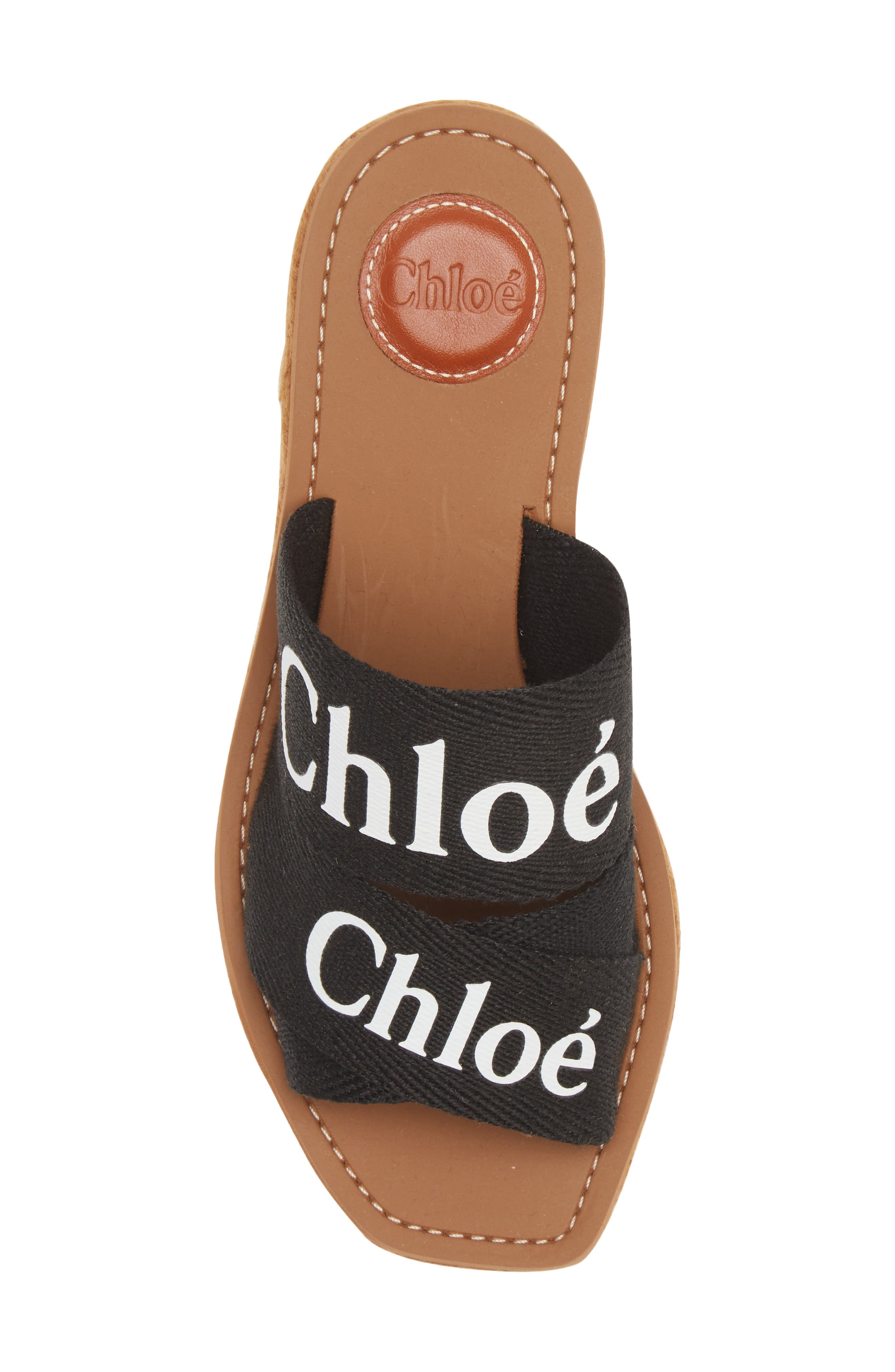 Chloé Woody Logo Espadrille Platform Slide Sandal, Alternate, color, 