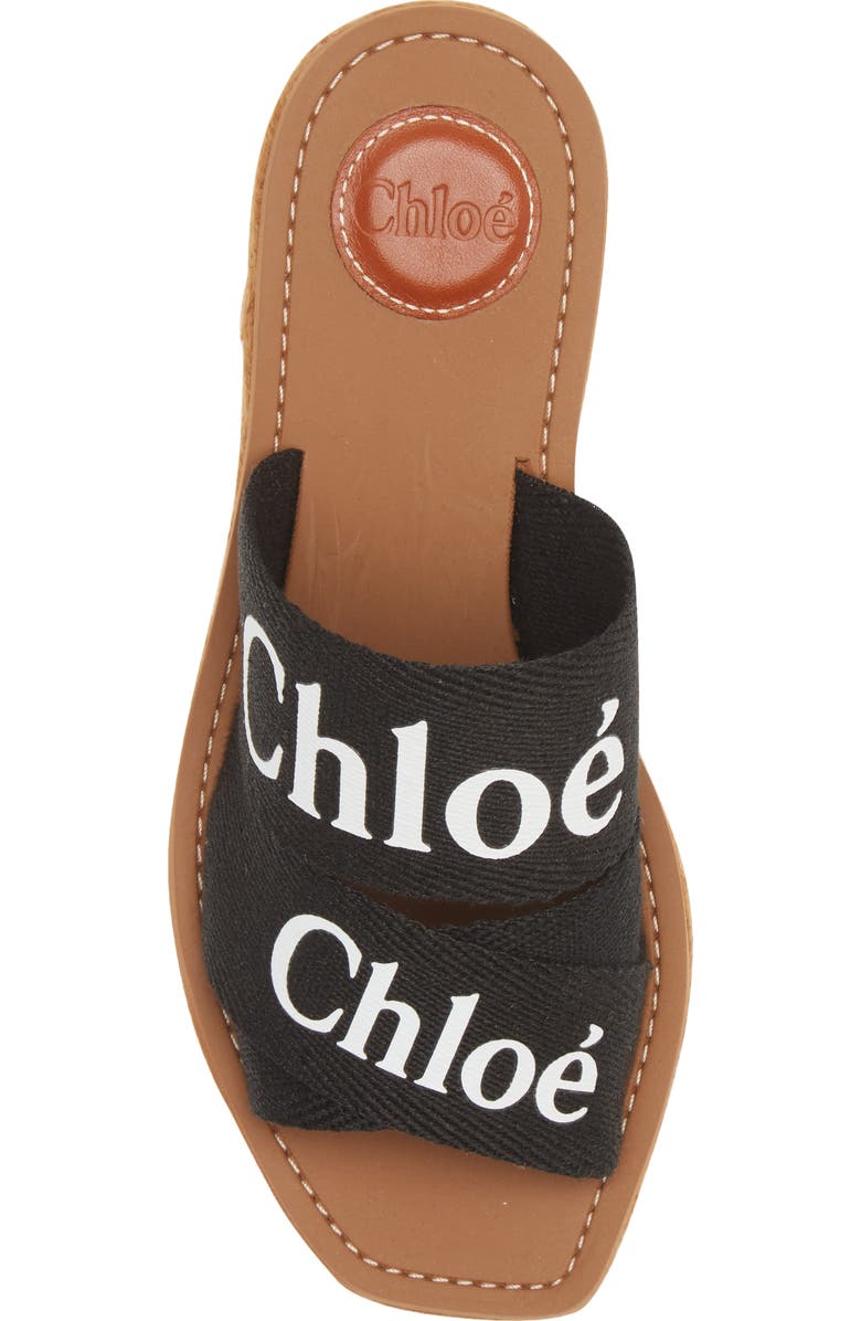 Chloé Woody Logo Espadrille Platform Slide Sandal, Alternate, color,