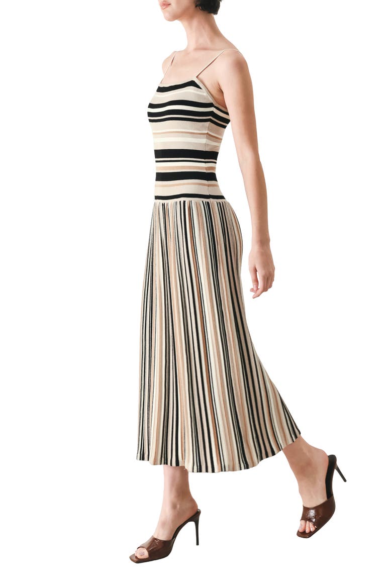 Stripe Sleeveless Cotton Knit Maxi Dress, Alternate, color, TAUPE/ BLACK